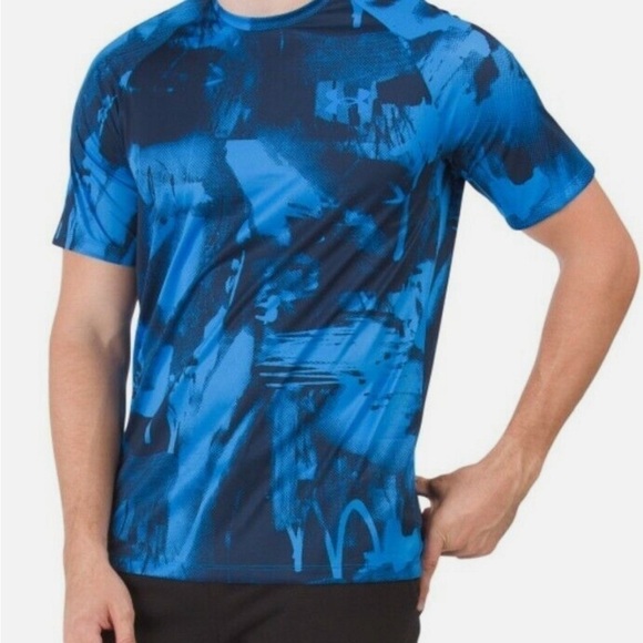 Under Armour Men's Tech 2.0 Rattleade Printed Shirt Blue Size Small - Picture 1 of 15